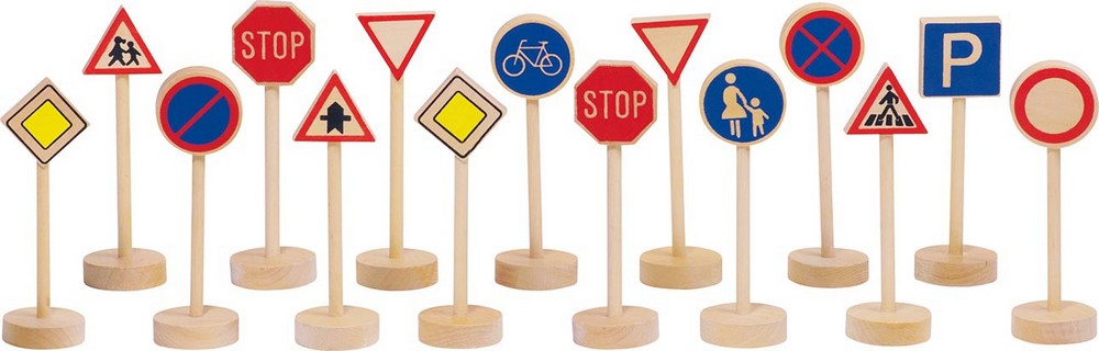Verkehrszeichen-Set I Holz mini