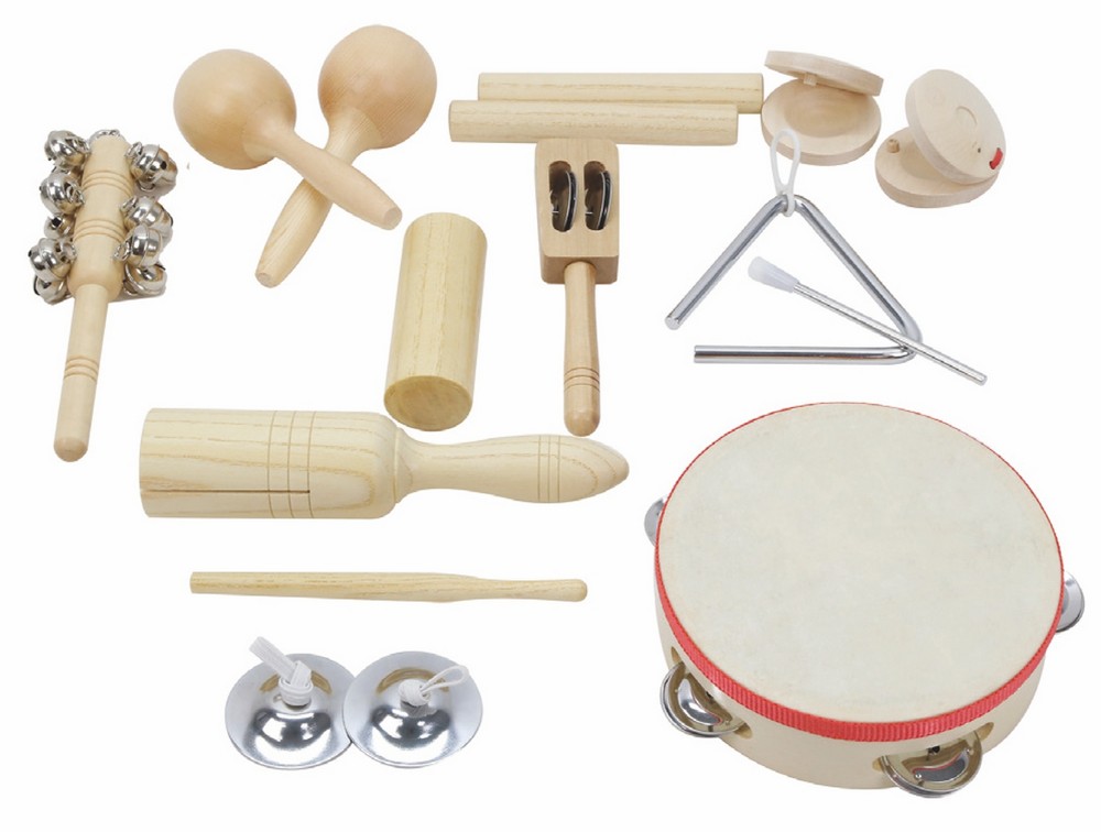 Musikinstrumente-Set aus Holz 11 tlg.
