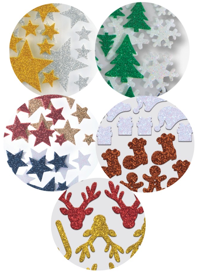 Moosgummi Glitter Sticker X-Mas Weihnachten Sortiment